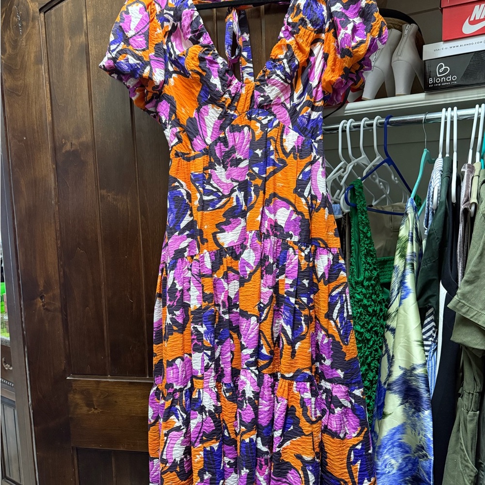 Anthropologie Vibrant Floral Midi Dress - Picture 10 of 12
